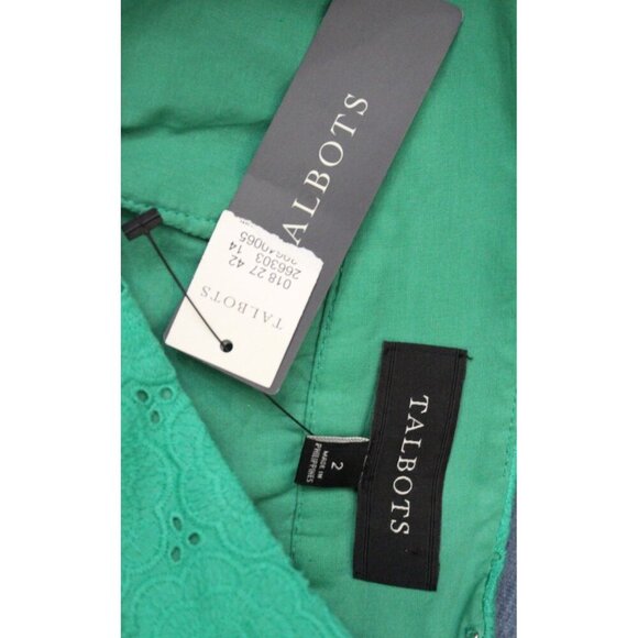 NWT Talbots Straight Skirt Green Above Knee Back Slit Eyelet Lined Size 2 - Picture 3 of 5